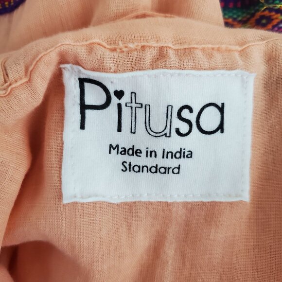 Pitusa Womens Eva Summer Ruffled Maxi Dress Peach Embroidered Trim Lounge Boho - Picture 4 of 8